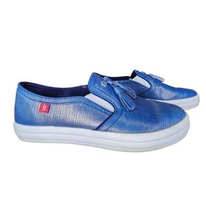 Barcelonetta Metallic Blue Slip on Loafers Tassel Shoes US Size 7.5
